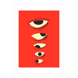Abstract Eyes on Red Background (Print Only) thumbnail