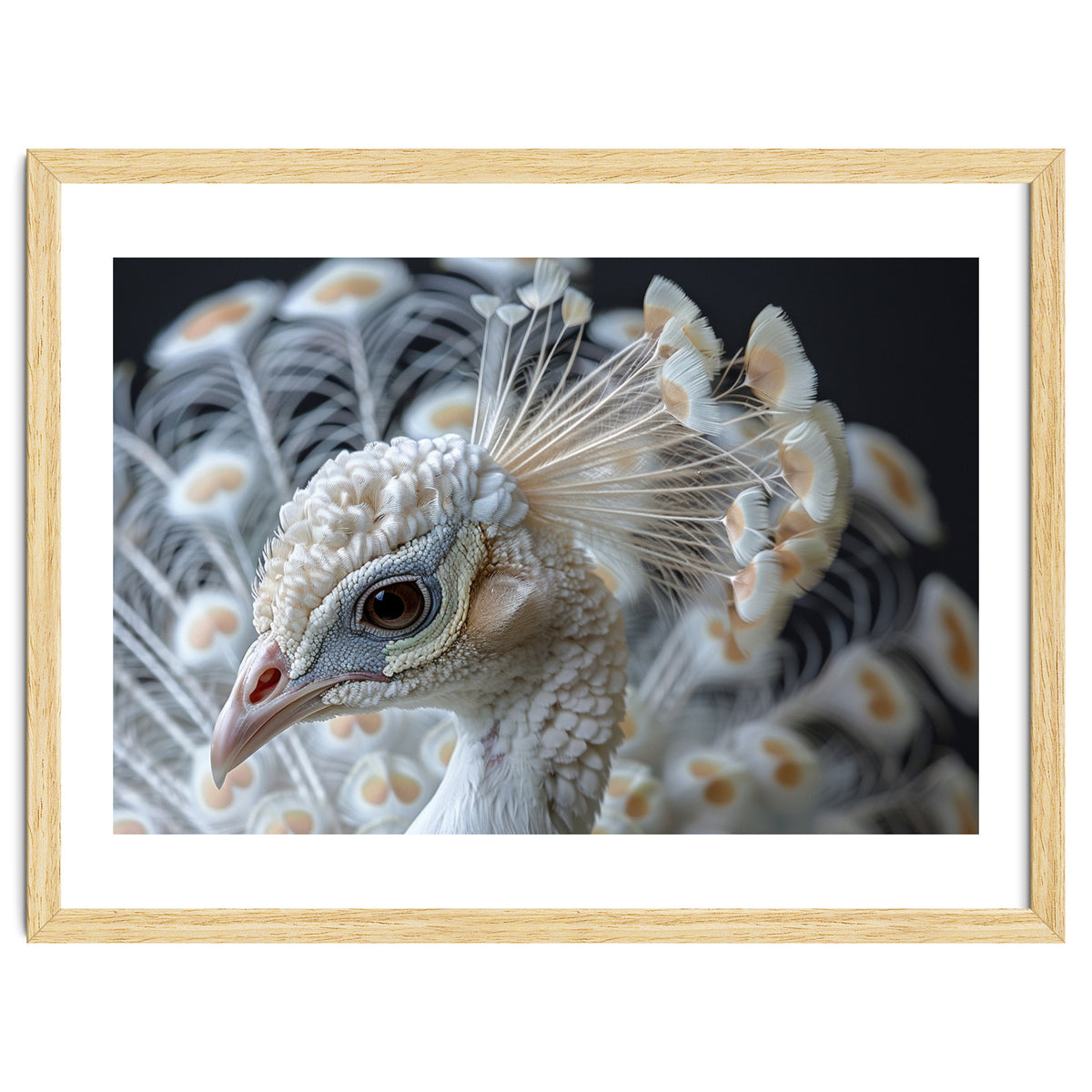 Close Up Albino Peacock Bird Portrait