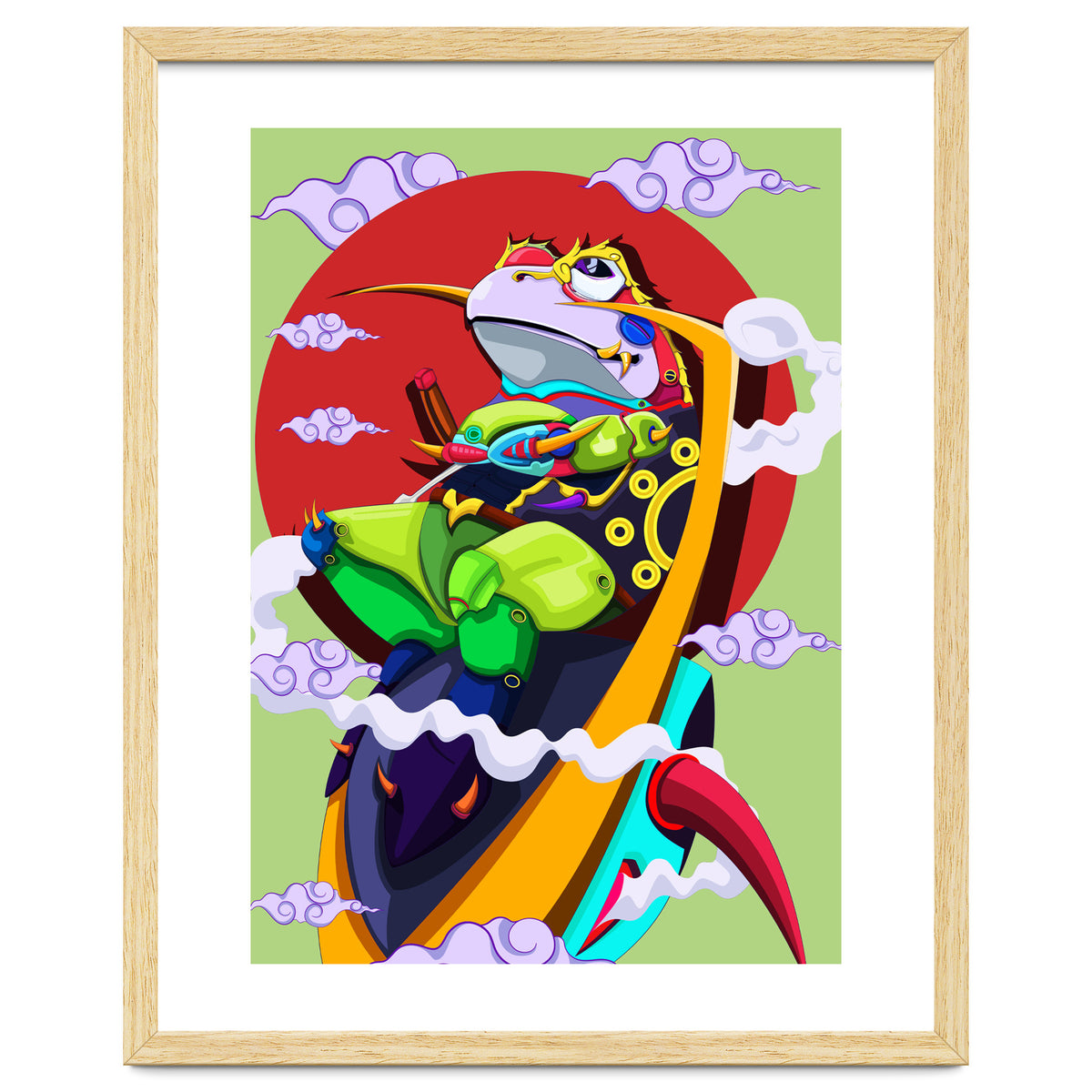 Knight Frog Cartoon Vintage Illustration