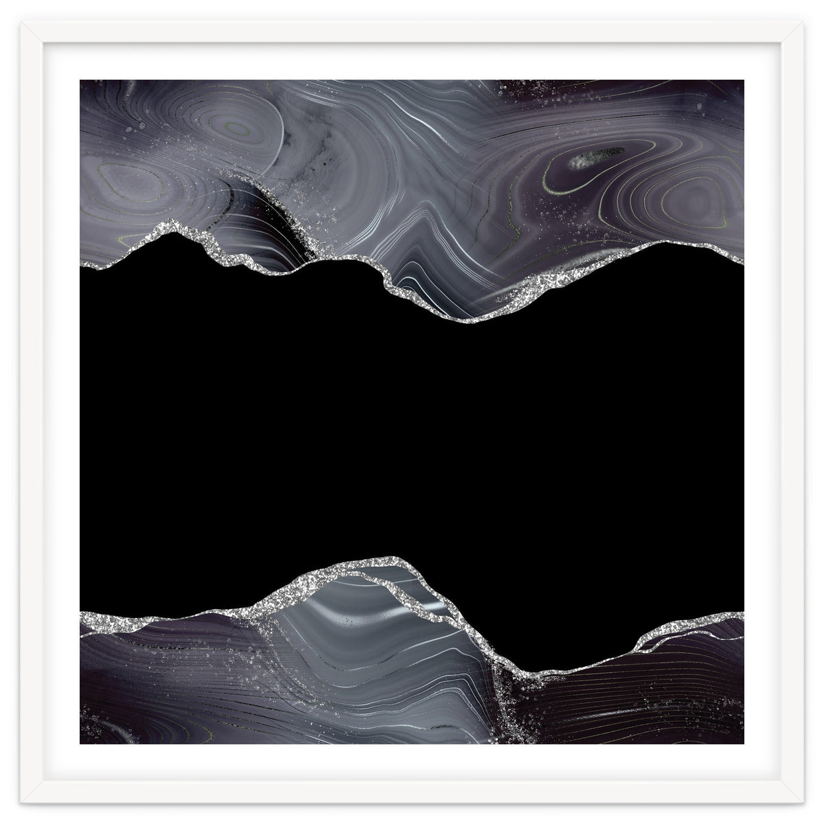 Black & Silver Glitter Agate Texture 04