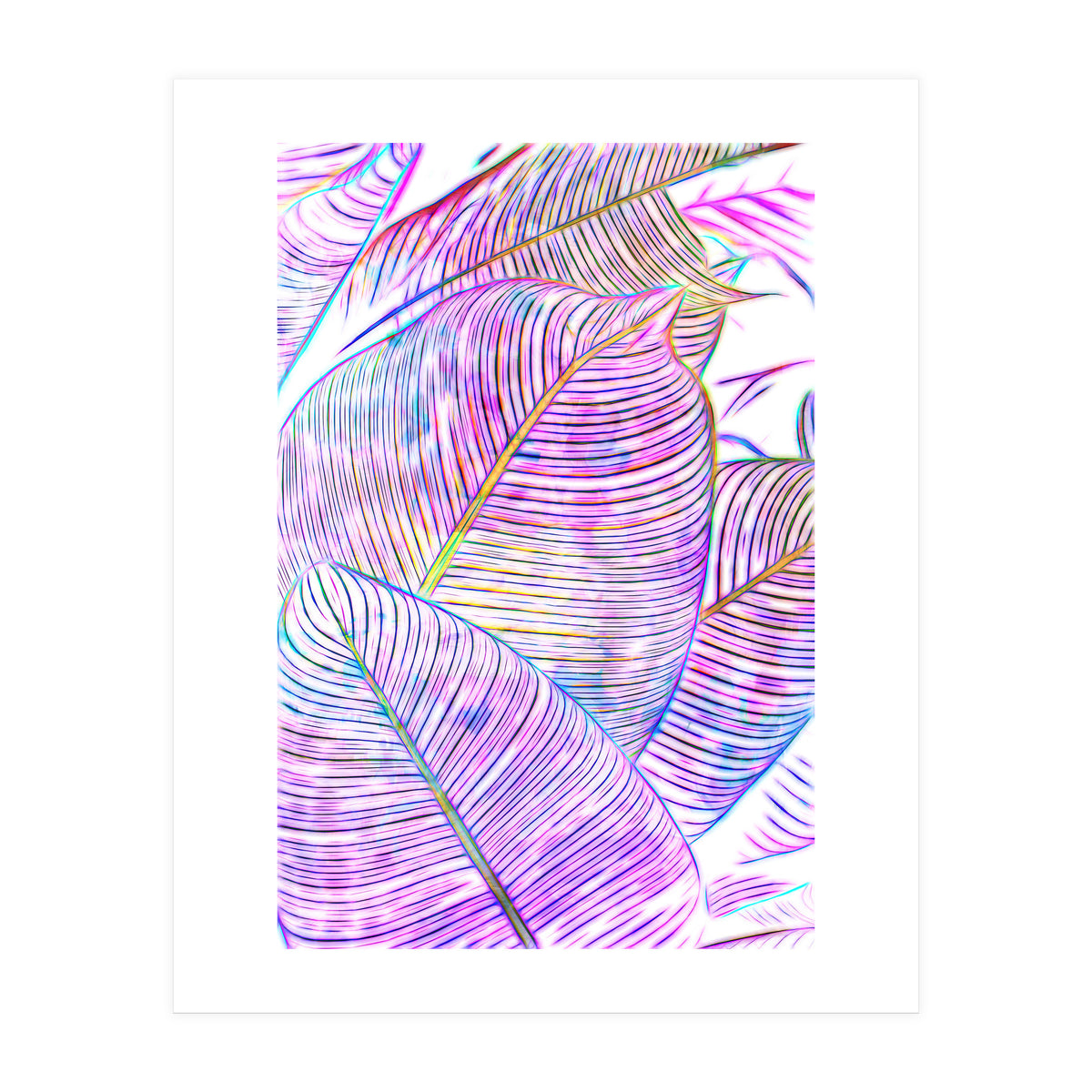 Pink Banana Leaves | Tropical Botanical Jungle | Ultraviolet Purple Nature Plants | Eclectic Forest (Print Only)
