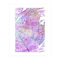 Pink Banana Leaves | Tropical Botanical Jungle | Ultraviolet Purple Nature Plants | Eclectic Forest (Print Only)