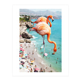 Flamingos on the Beach, Wildlife Surrealism Birds, Nature Flamingo Fantasy Beach Summer Photography (Print Only) thumbnail
