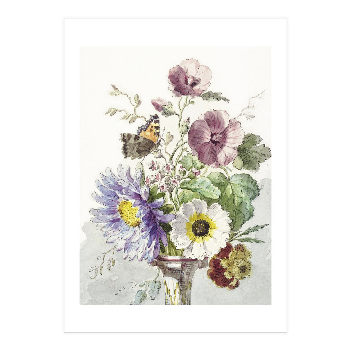 William van Leen – Bouquet of Flowers with a Butterfly (1763–1825) (Print Only)