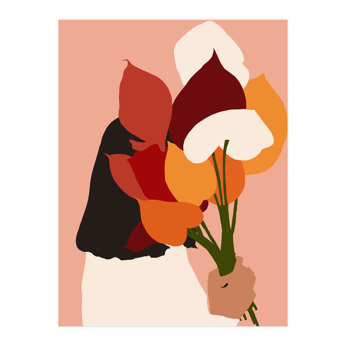 The Comfort Zone, Pastel Bohemian Woman, Floral Self Care Self Love Positivity Growth, Eclectic Boho Concept (Print Only)