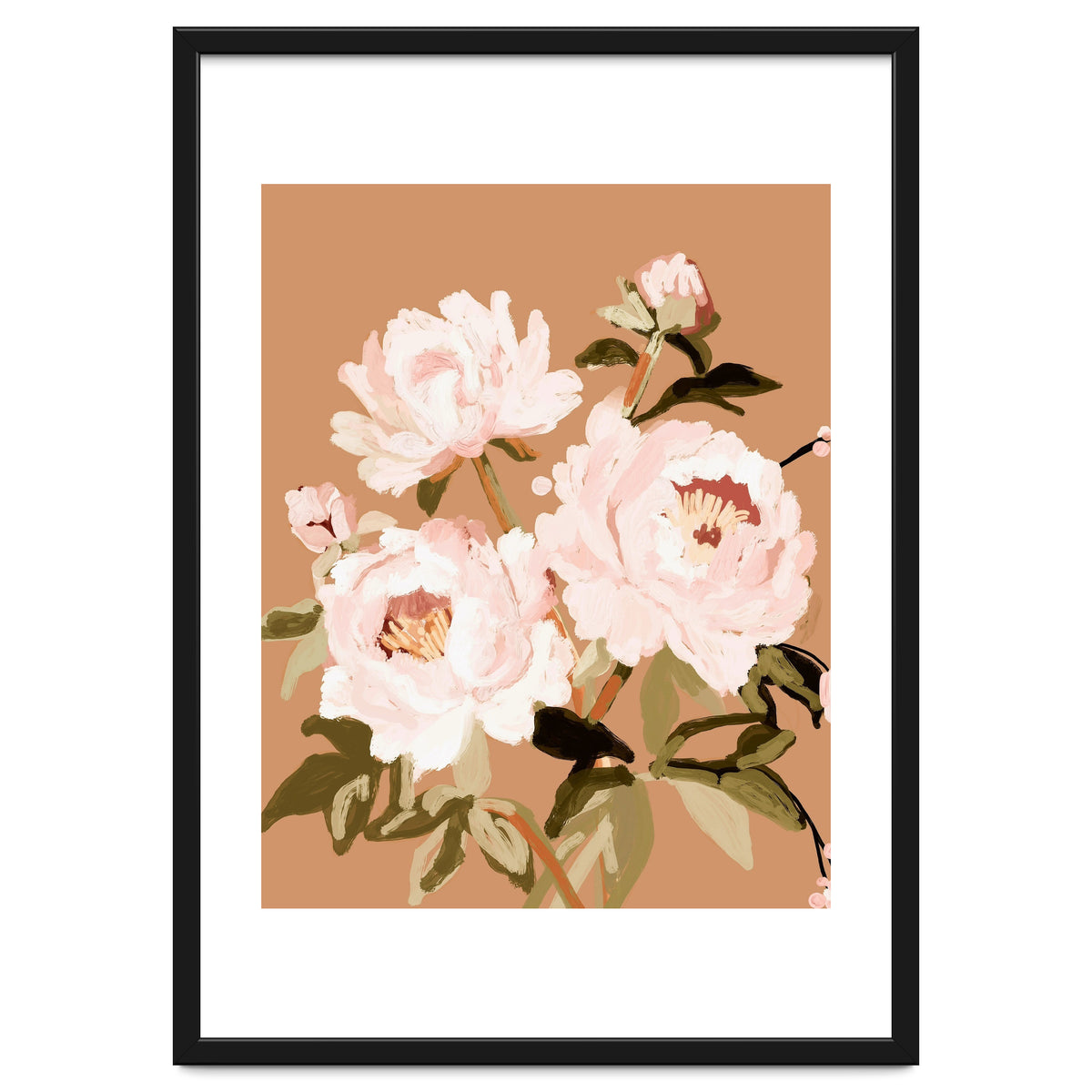 Blush Peony Painting, Floral Wall Art, Neutral Flower Print, Peony Art