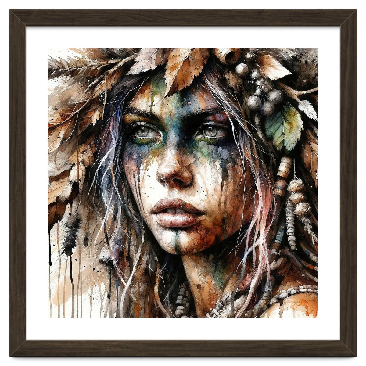 Autumn Leaf Druid Woman Portrait