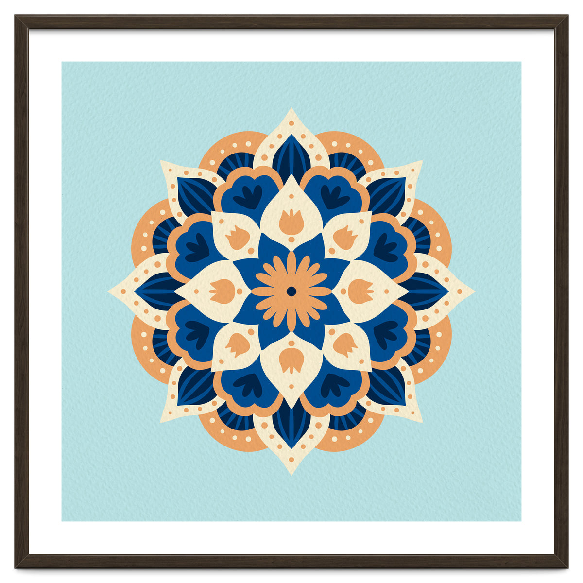 Mandala flower - orange and blue
