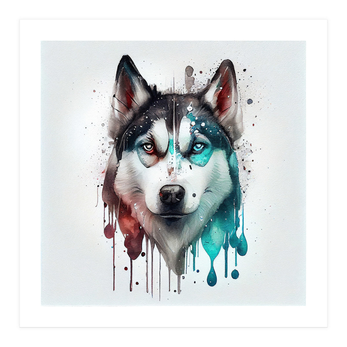 Watercolor Siberian Husky Dog (Print Only)