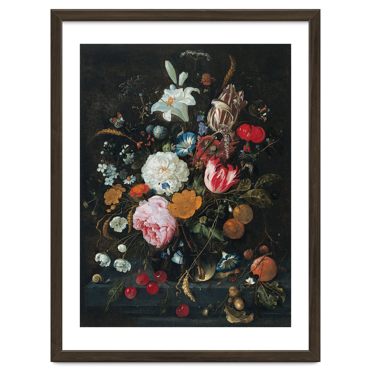 Jan Davidsz. de Heem (Utrecht, 1606-Amberes, 1683/4). Flowers in a glass Vase with Fruit (ca. 166...