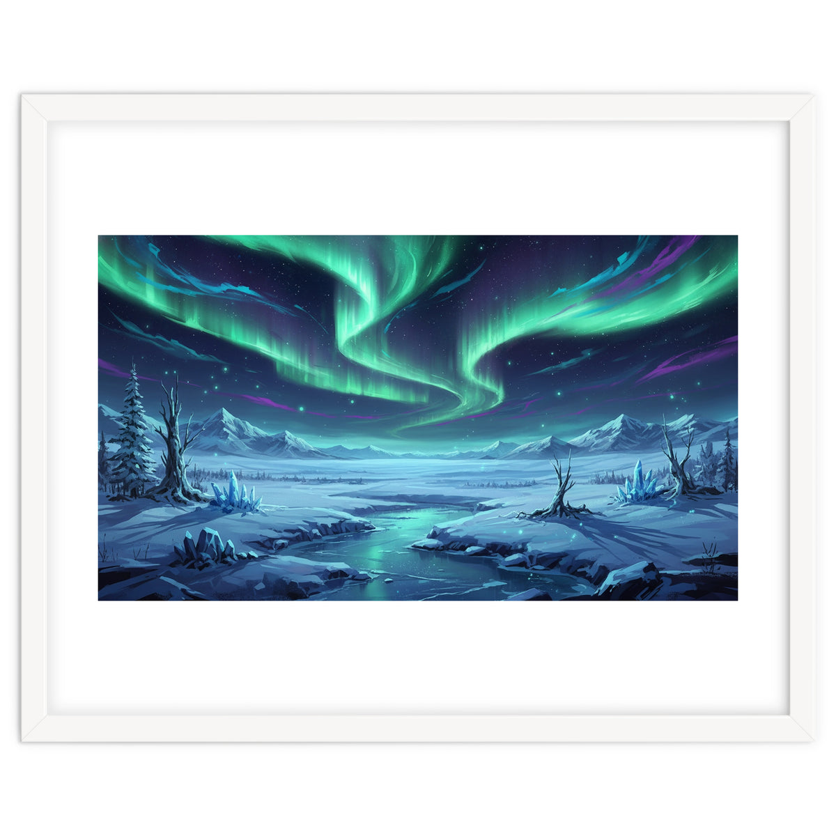 Arctic Glow: Northern Lights Winter Landscape