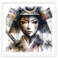 Ink Veil Asian Warrior Woman Portrait