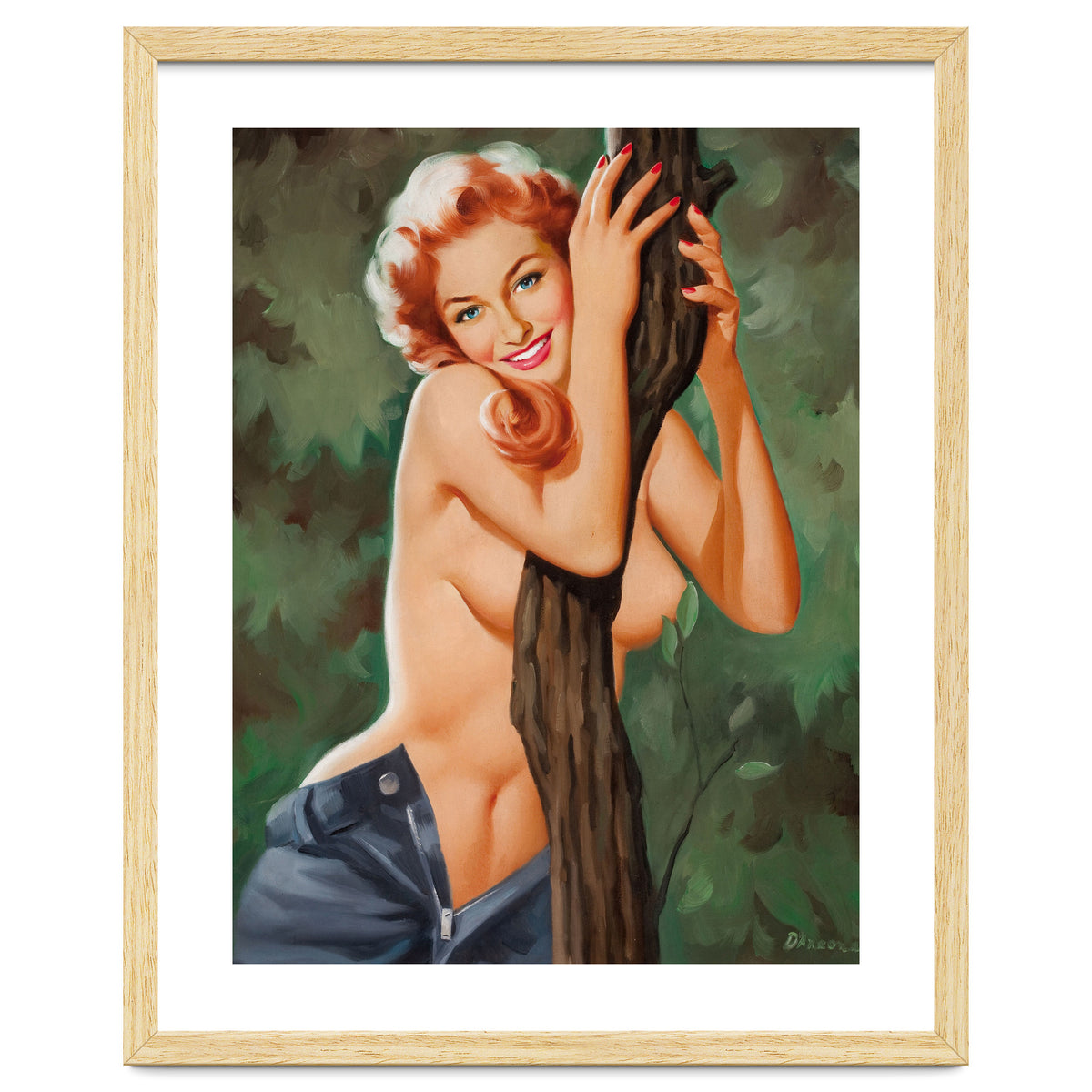 Topless Pinup Behind The Tree