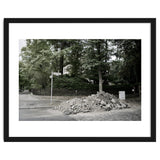 Piled-up rocks under construction on the street thumbnail