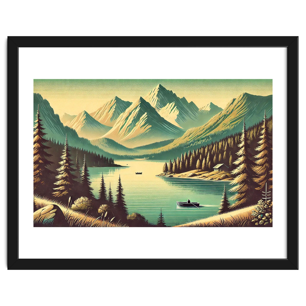 Vintage Alpine Lake Poster