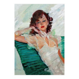 Girl Is Resting On A Green Bench, Watercolor Painting (Print Only) thumbnail