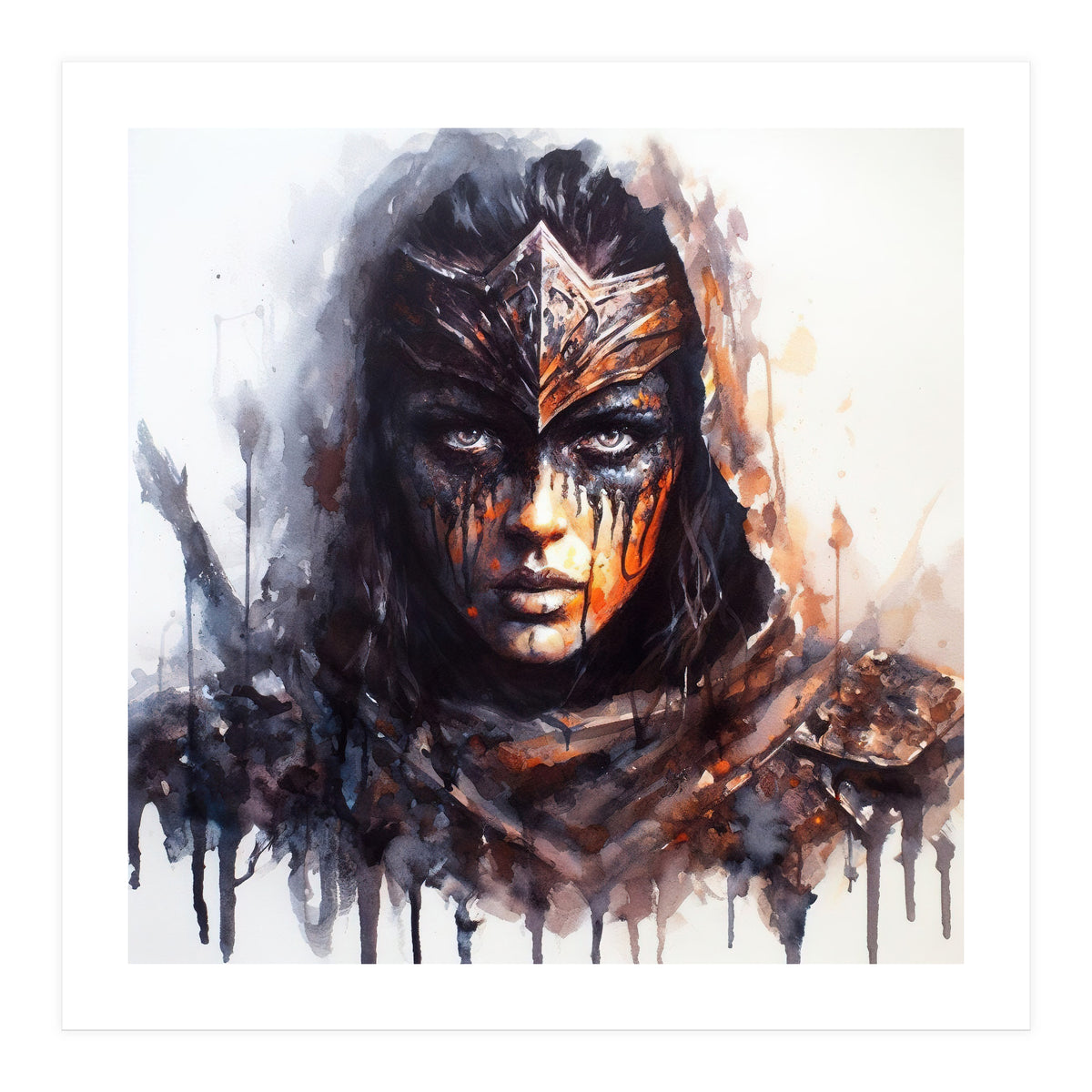 Armored Medieval Warrior Woman (Print Only)