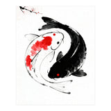 Yin Yang Koi Fish, Black and White Japanese Ink Painting Zen Wall Art, Yin Yang, YIN & YANG (Print Only) thumbnail
