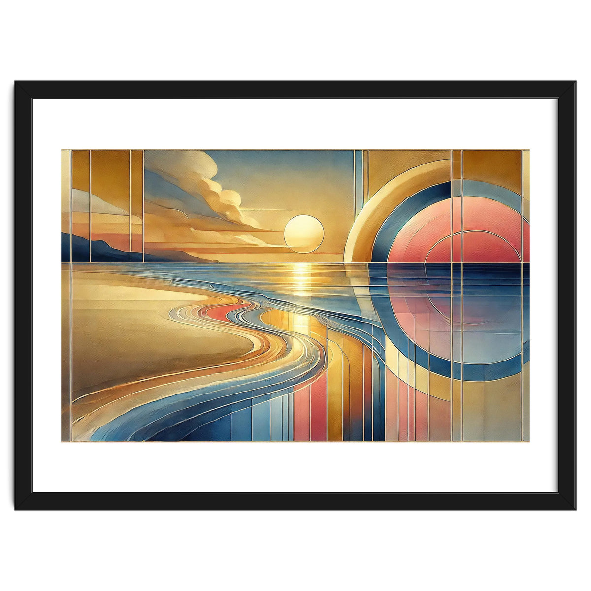 Sundown Serenity Scene In Art Deco