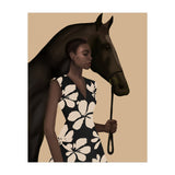 Woman In Bold Print With Black Horse (Print Only) thumbnail