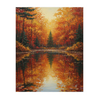 Golden Autumn Reflection: Impasto Forest Landscape (Print Only)