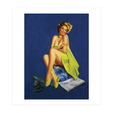 Sexy Pinup Posing With Green Towel (Print Only) thumbnail