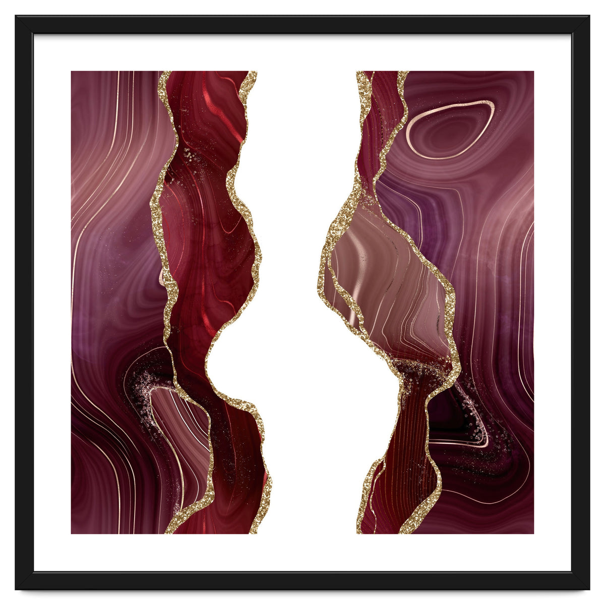 Burgundy & Gold Glitter Agate Texture 06