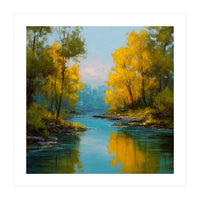 Serene Autumn River Landscape (Print Only)