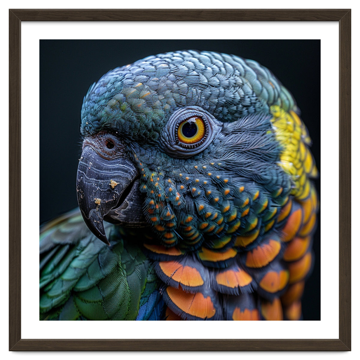 Close Up Portrait Of A Colorful Parrot's Face