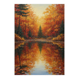 Golden Autumn Reflection: Impasto Forest Landscape (Print Only) thumbnail