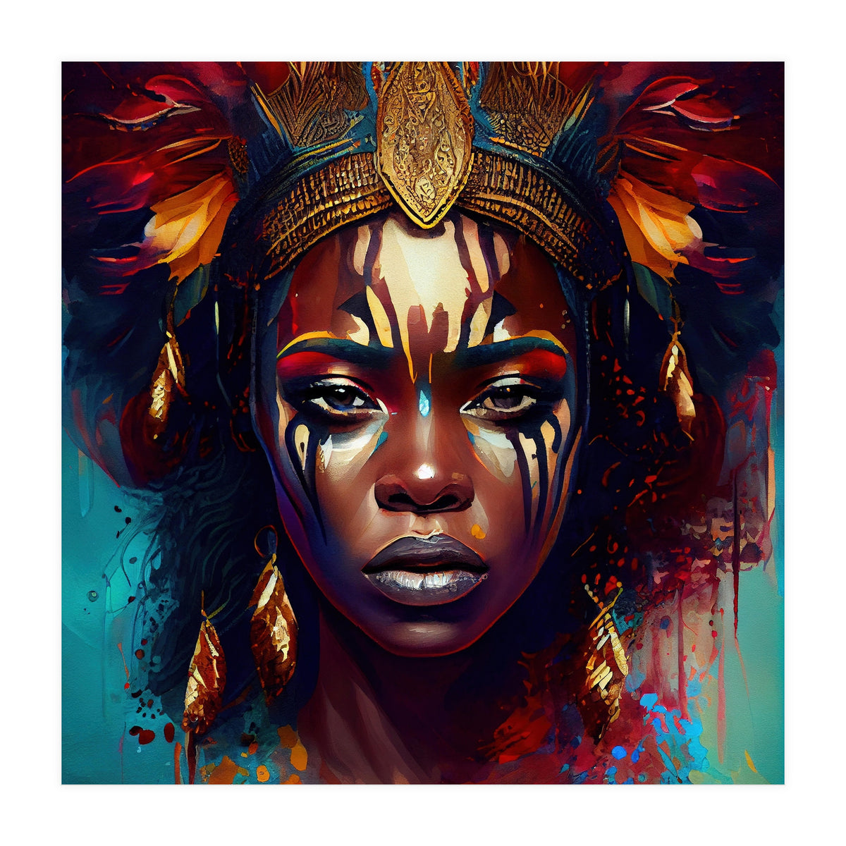 Powerful African Warrior Woman #3 (Print Only)