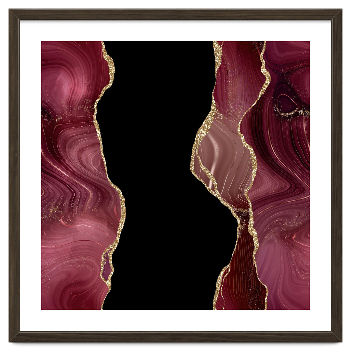 Burgundy & Gold Glitter Agate Texture 02