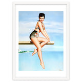 Smiling Sexy Pinup Girl Posing On A Board thumbnail