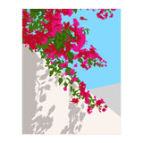 Bougainvillea Blossom, Greece Tropical Summer Travel, Santorini Architecture White Buildings Floral Nature Garden (Print Only) thumbnail