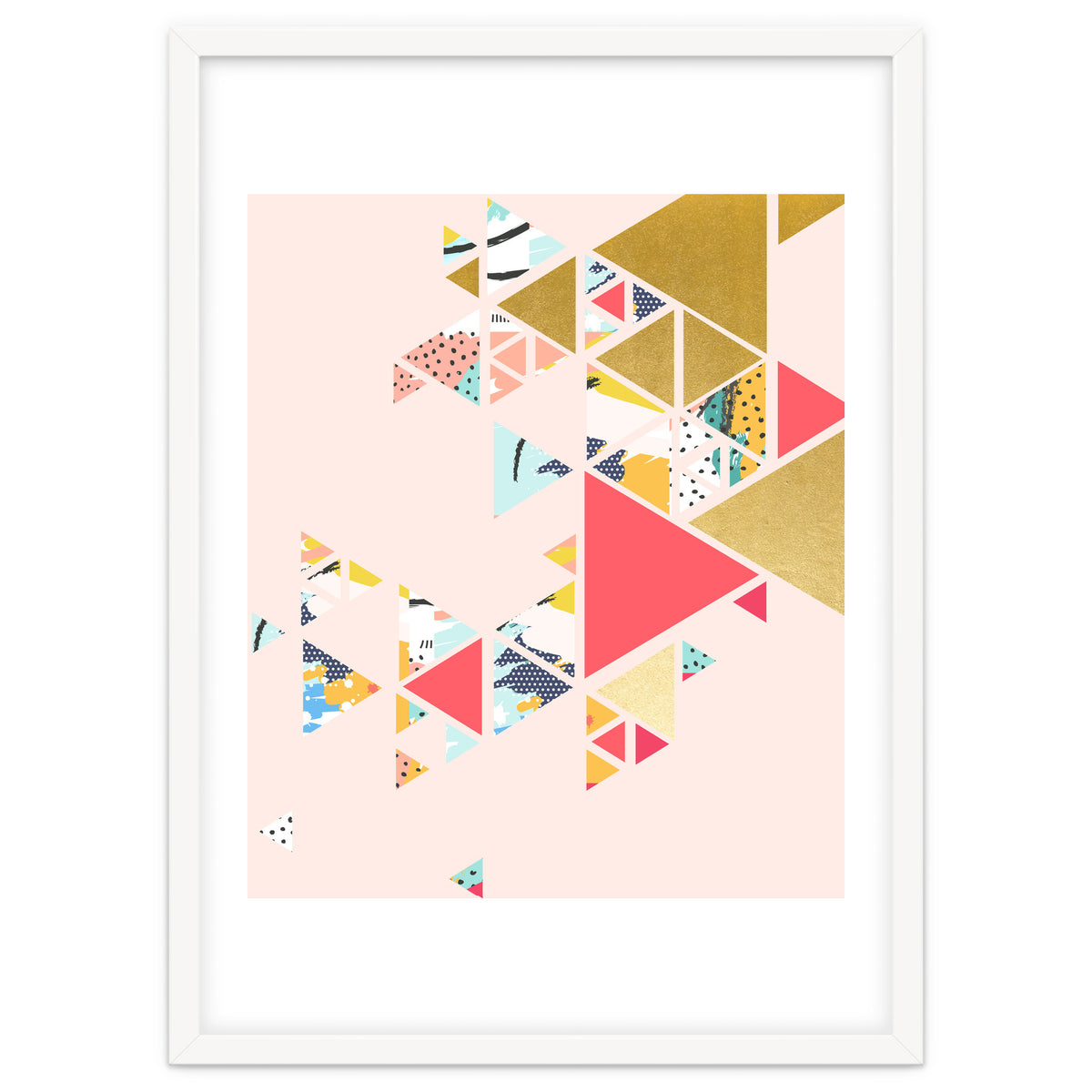 Gold Abstraction, Abstract Eclectic Colorful Geometrical, Blush Pastel Metallic Chic Graphic Design