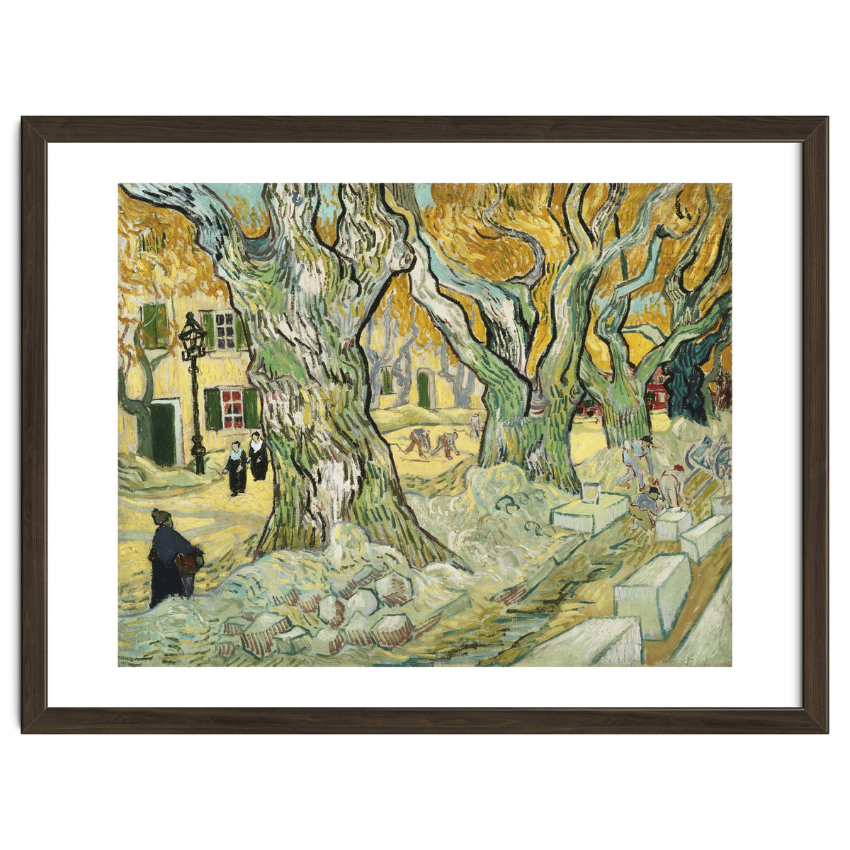 VINCENT VAN GOGH: The Road Menders. Date/Period: 1889. Painting. Oil on canvas.