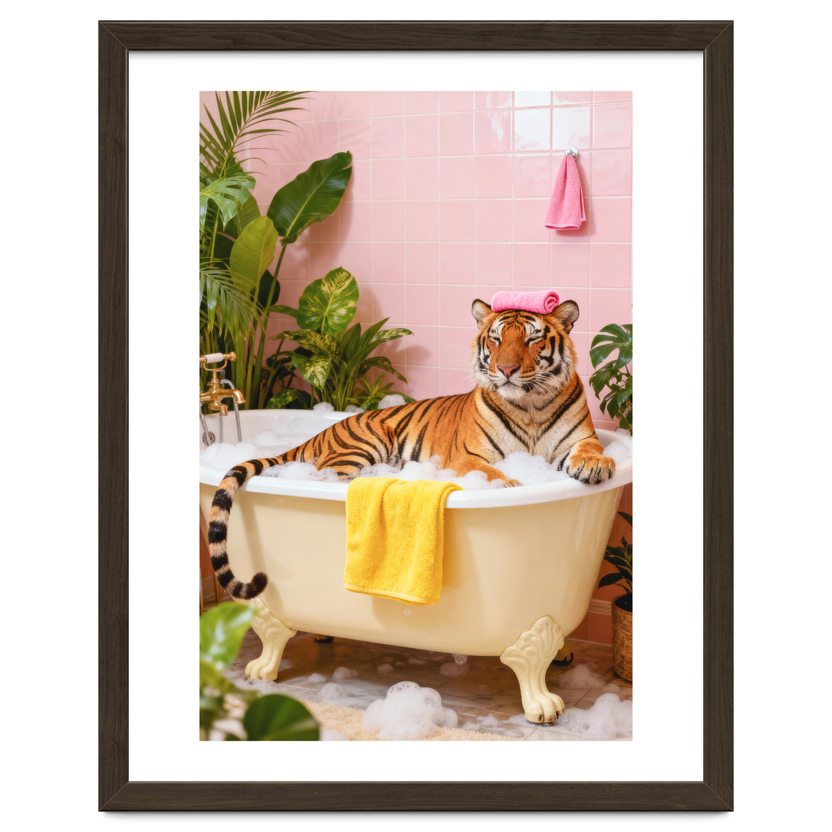 Leopard in Bathtub, Surreal Bathroom Scene