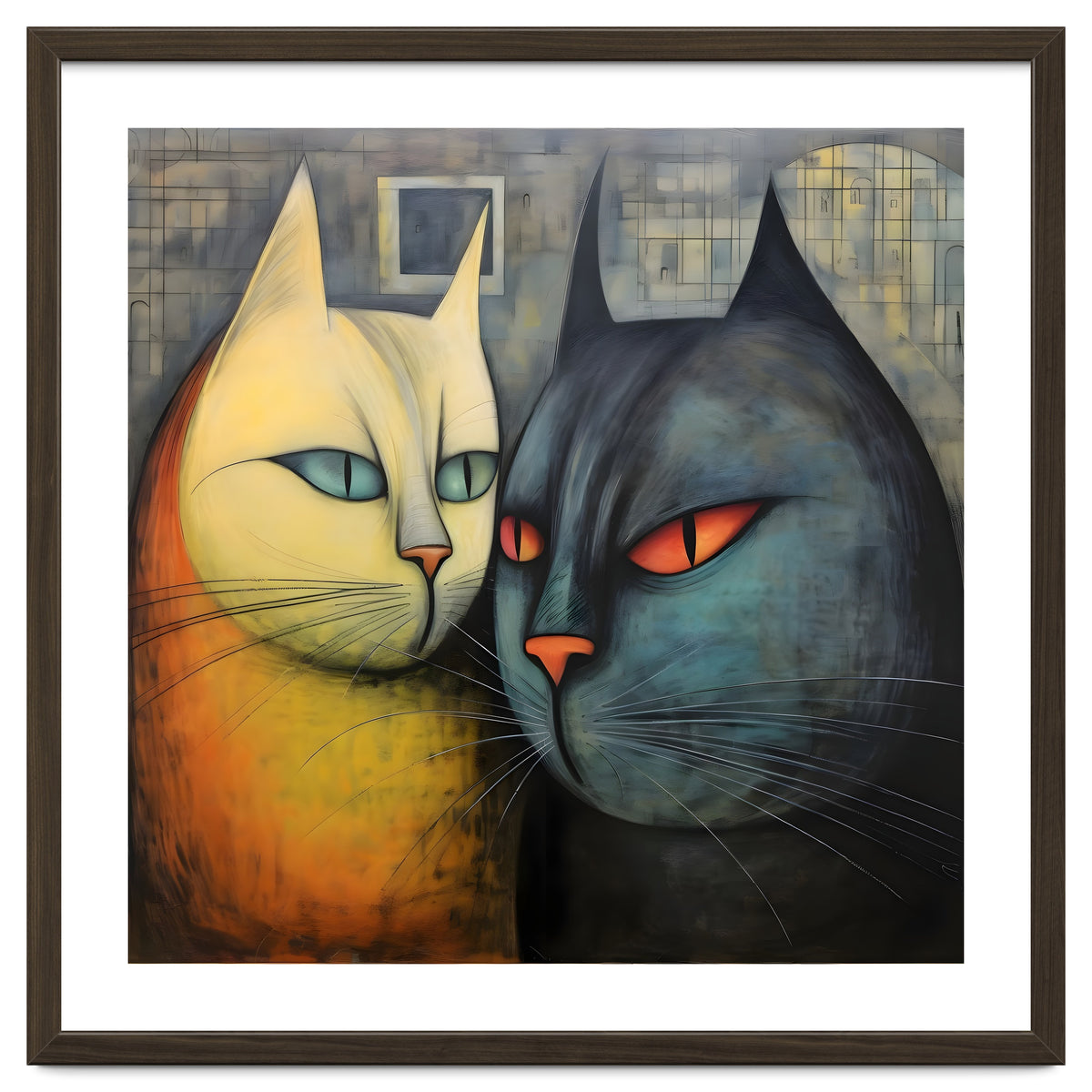 FURRY FRIENDS: GOLDIE AND CHARCOAL, lively duo of animated cats – green eyes, orange eyes. Whiskers charm.