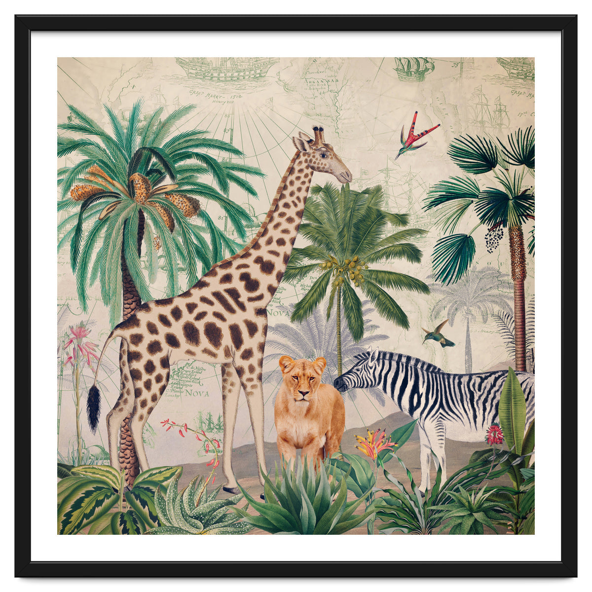 Vintage Fantasy African Animals Safari