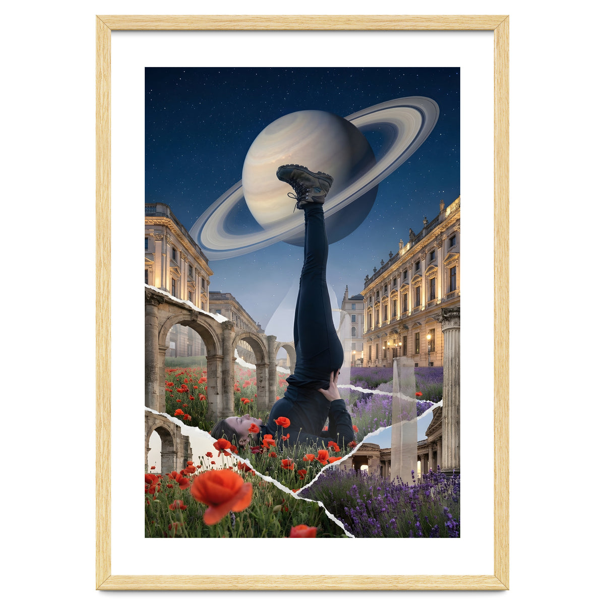 Cosmic Balance: Surreal Yoga in Ancient Dreamscapes