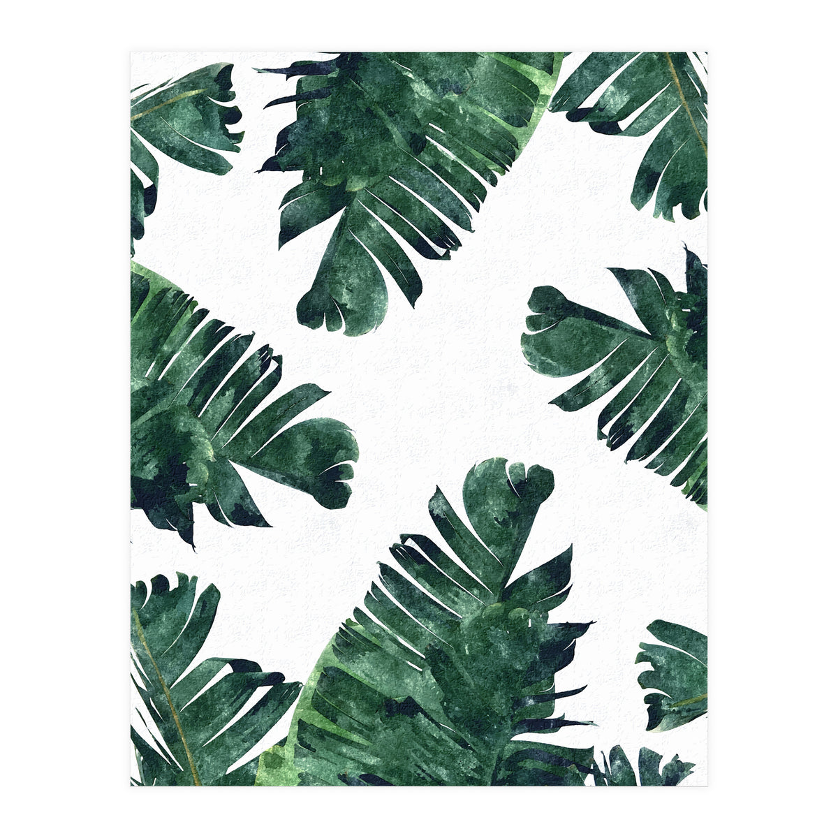 Banana Leaf Watercolor Painting, Tropical Nature Botanical Palm Illustration Bohemian Minimal Luxe (Print Only)