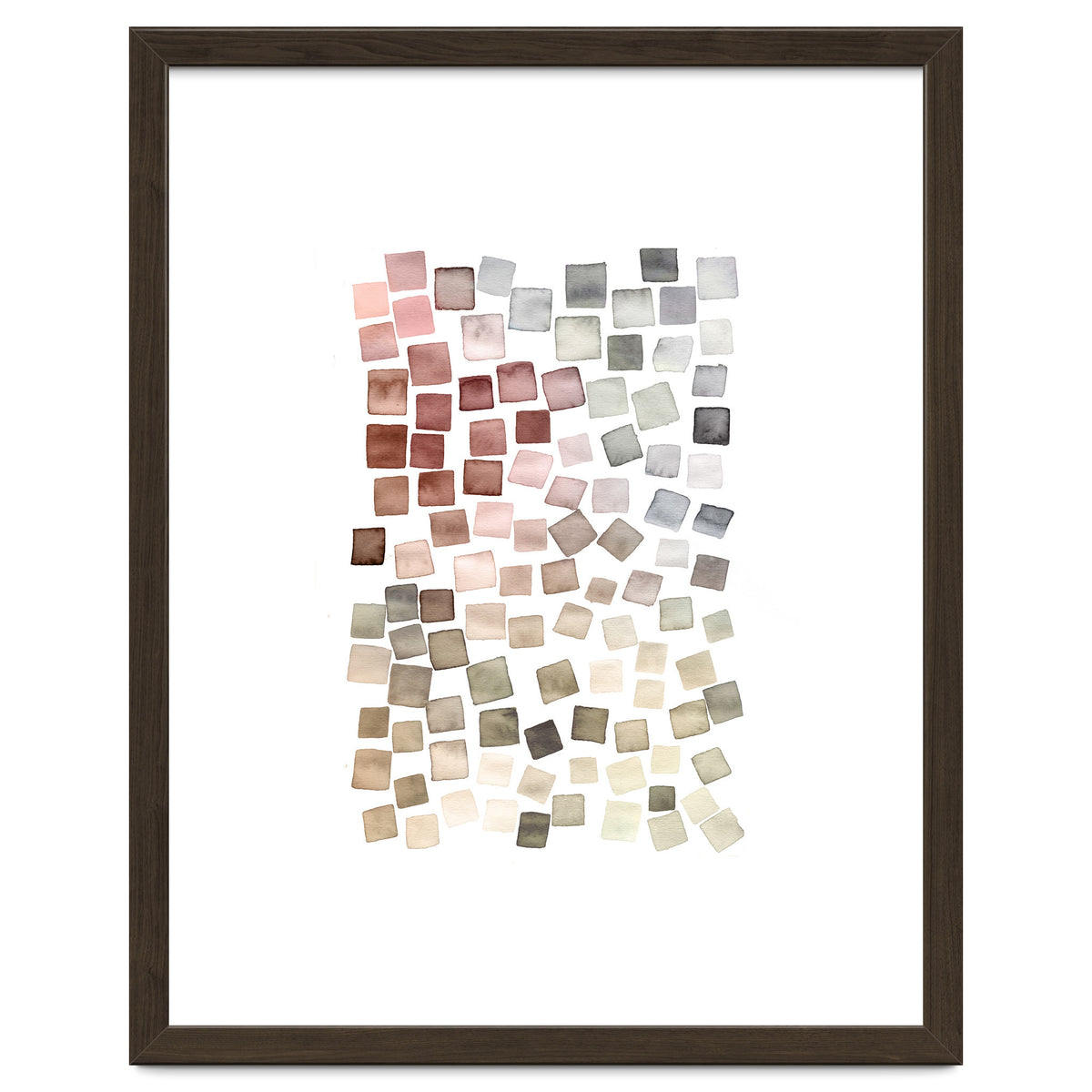 Watercolor Geometric Square Shapes Red