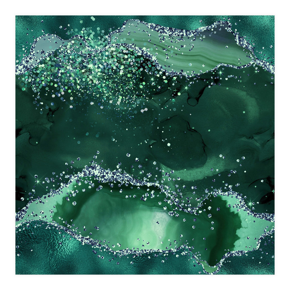 Emerald Glitter Agate Texture 04  (Print Only)