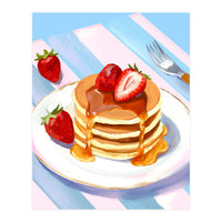 Handpainted Pancakes and Strawberries oil painting (Print Only)