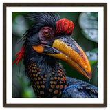 Close Up Of Helmeted Hornbill Bird In Rain thumbnail
