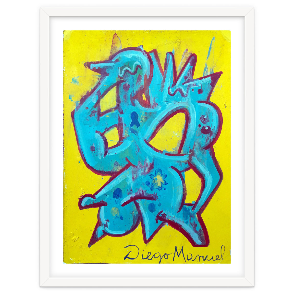 Forma Celeste Sobre Amarillo