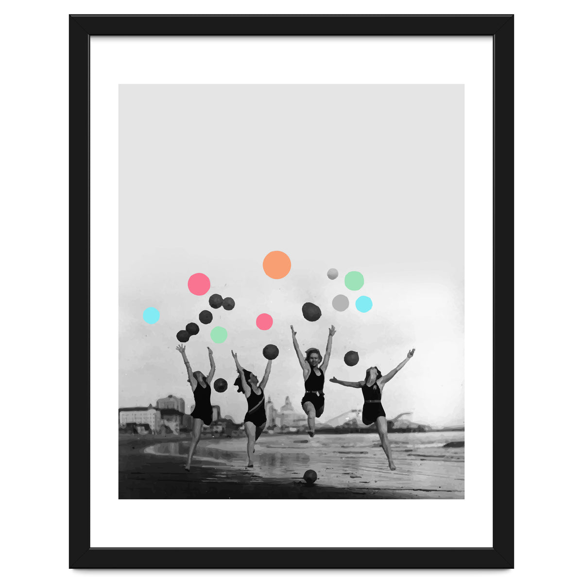 Vintage Women Black & White Photography Balloons Freedom Feminism Women's Rights Individuality
