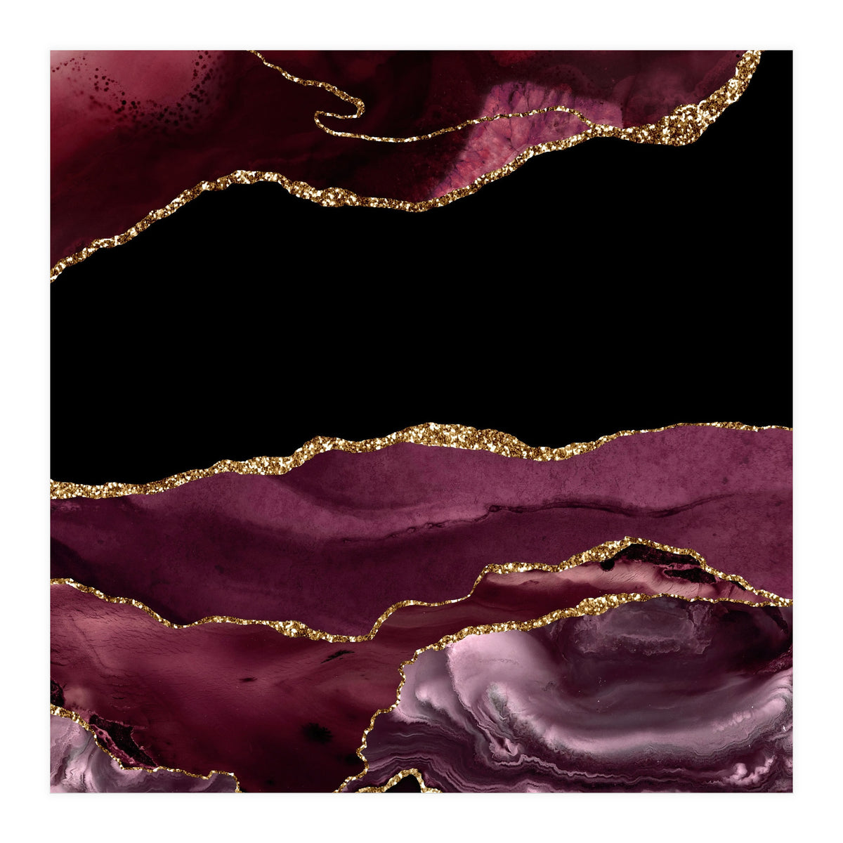 Burgundy & Gold Agate Texture 16  (Print Only)