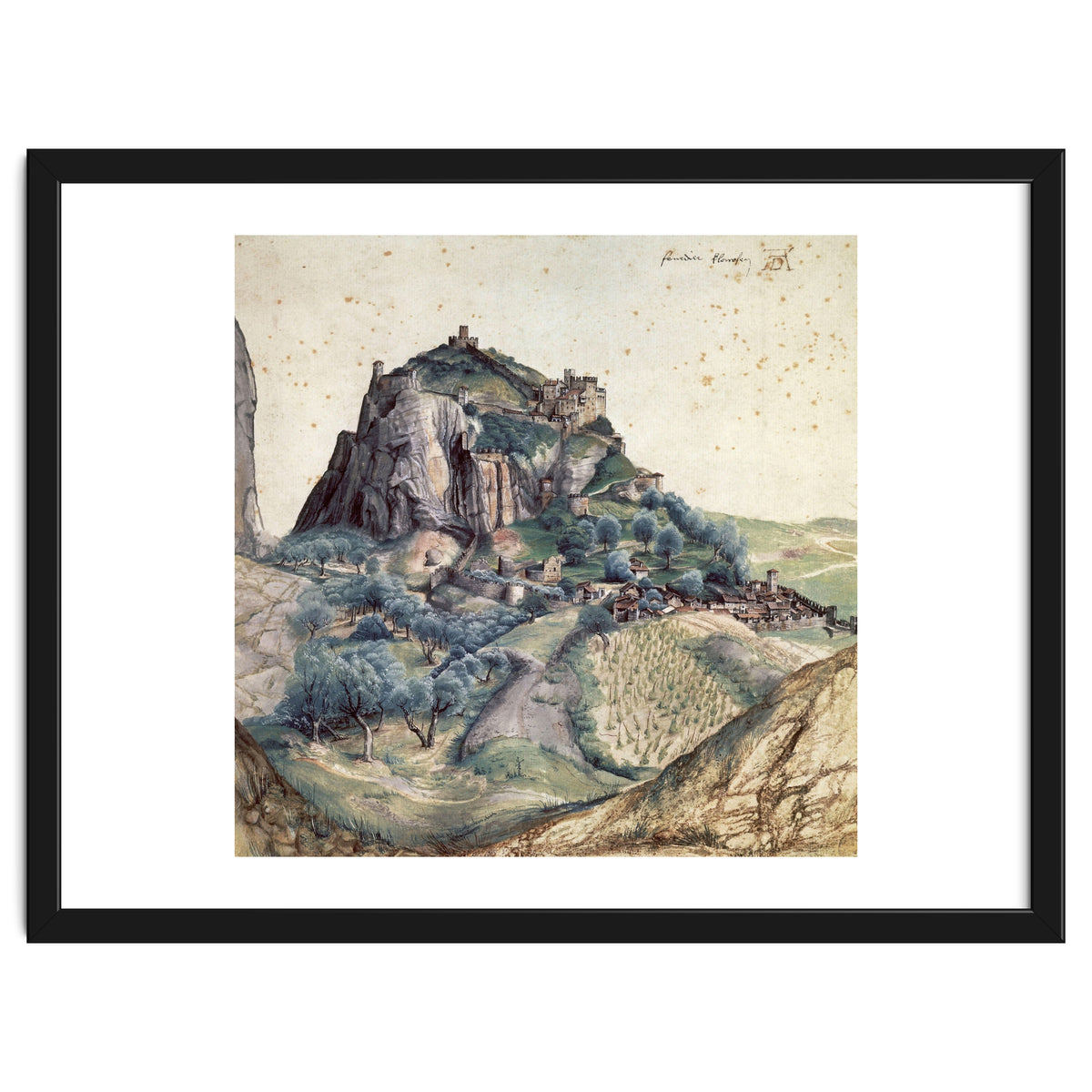 'Castle and Town of Arco', 1495, Watercolour on paper, 22,3 x 22,3 cm.