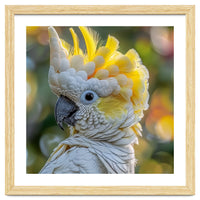 Yellow Crested Cockatoo Bird Close Up Portrait